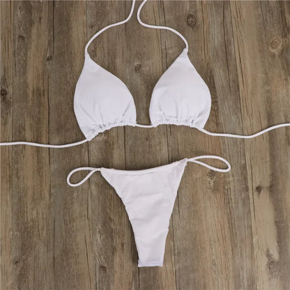 Bikini Conjunto Dos Piezas con Tiras Trenzadas — Bañador Sexy Talle Bajo para Mujer