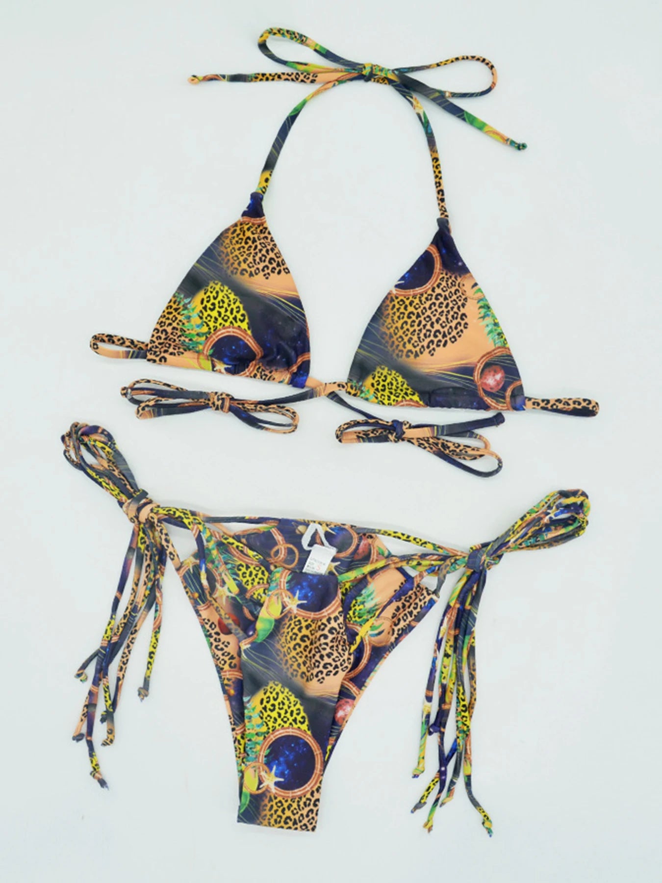 Bikini Estampado con Tiras — Conjunto Swimwear Bandage Low Waist para Mujer
