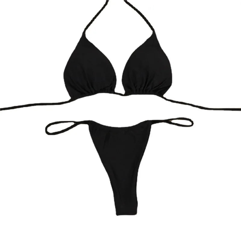 Bikini Conjunto Dos Piezas con Tiras Trenzadas — Bañador Sexy Talle Bajo para Mujer