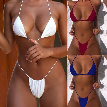 Bikini Conjunto Dos Piezas con Tiras Trenzadas — Bañador Sexy Talle Bajo para Mujer